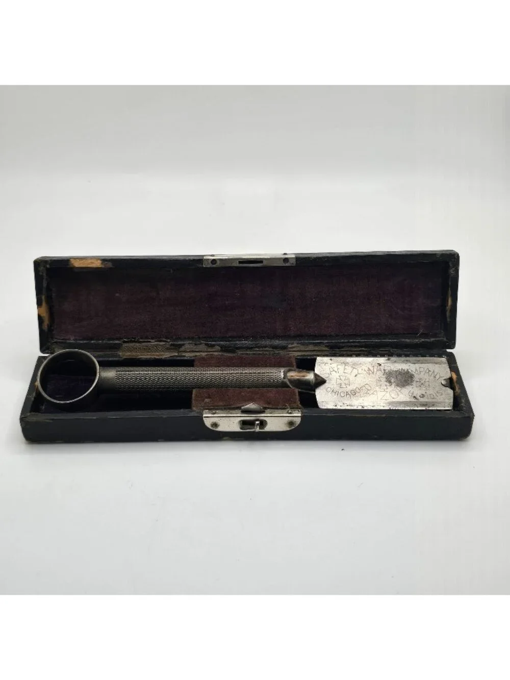 Ward Safety Razor Antique Wedge Blade Original Case Chicago c1908 1910 USA